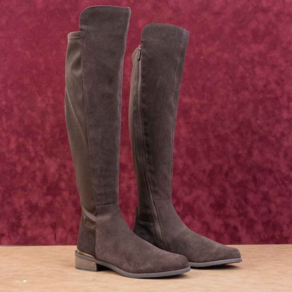 Blondo Women Valina Dark Brown Suede Waterproof Riding OTK Zip Boots sz 7